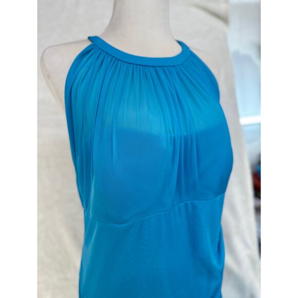 Davids Bridal Malibu Blue Maxi Long Sleeveless Dress Womens Size 14 STAINS AS-IS - Picture 4 of 16
